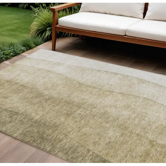 Taupe Beige And Ivory Ombre Washable Indoor Outdoor Area Rug Photo 1
