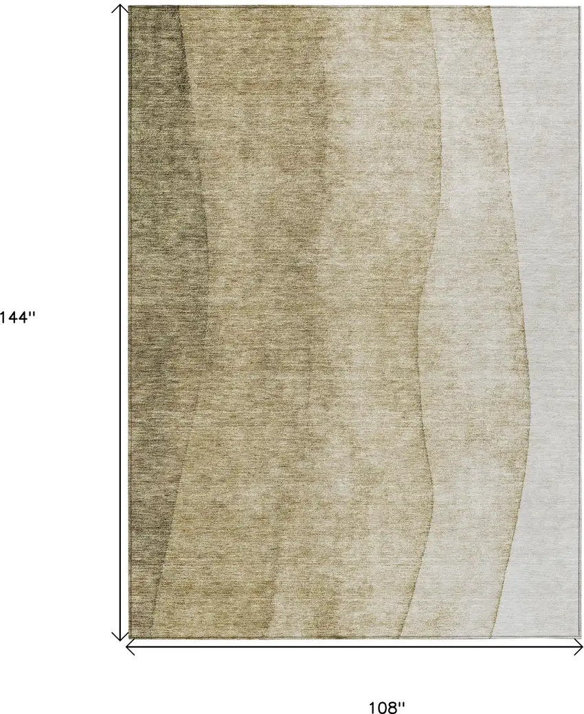 Taupe Beige And Ivory Ombre Washable Indoor Outdoor Area Rug Photo 9