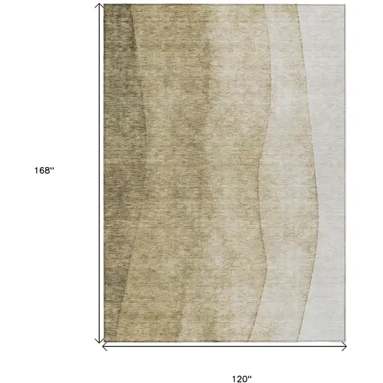 Taupe Beige And Ivory Ombre Washable Indoor Outdoor Area Rug Photo 9