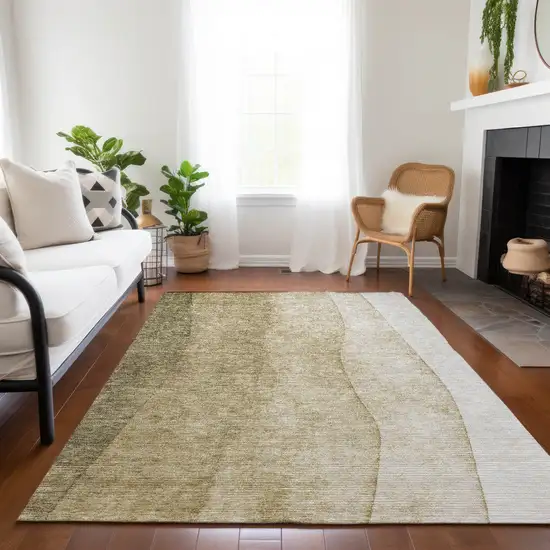 Taupe Beige And Ivory Ombre Washable Indoor Outdoor Area Rug Photo 7