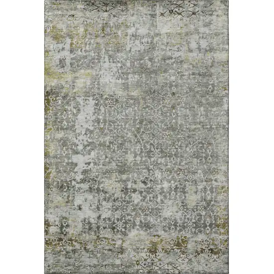 Taupe Beige And Ivory Oriental Washable Area Rug With UV Protection Photo 3