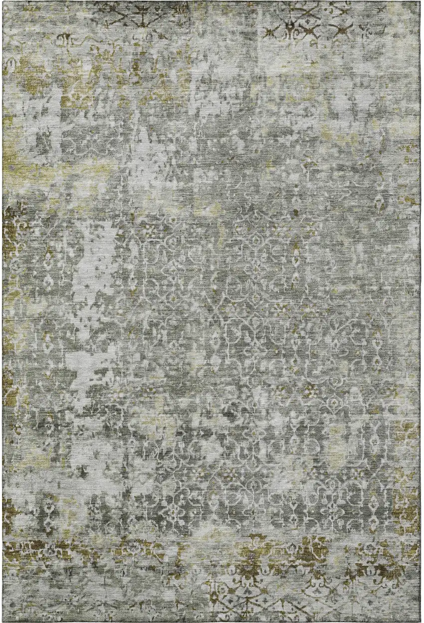 Taupe Beige And Ivory Oriental Washable Area Rug With UV Protection Photo 3