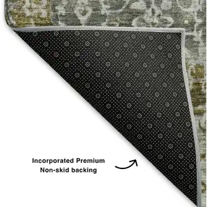 Photo of Taupe Beige And Ivory Oriental Washable Area Rug With UV Protection