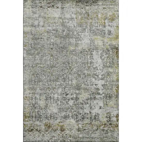 Taupe Beige And Ivory Oriental Washable Area Rug With UV Protection Photo 1