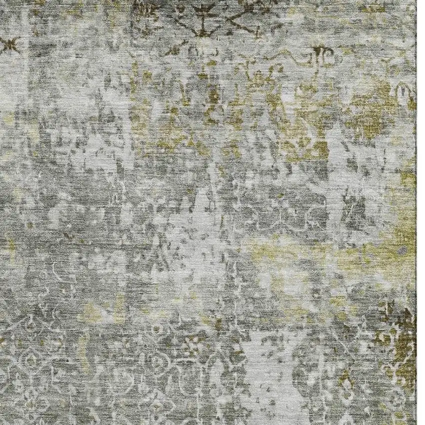 Taupe Beige And Ivory Oriental Washable Area Rug With UV Protection Photo 3