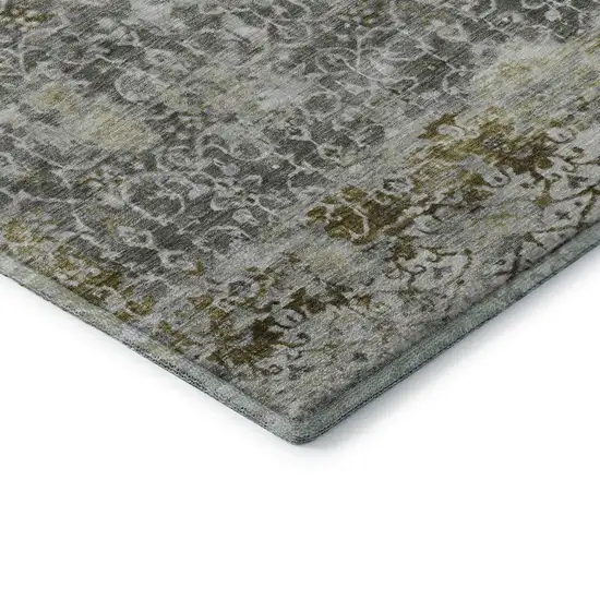 Taupe Beige And Ivory Oriental Washable Area Rug With UV Protection Photo 6