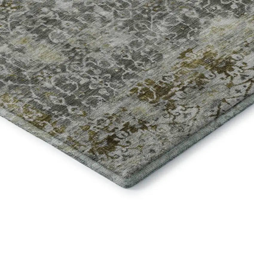 Taupe Beige And Ivory Oriental Washable Area Rug With UV Protection Photo 6
