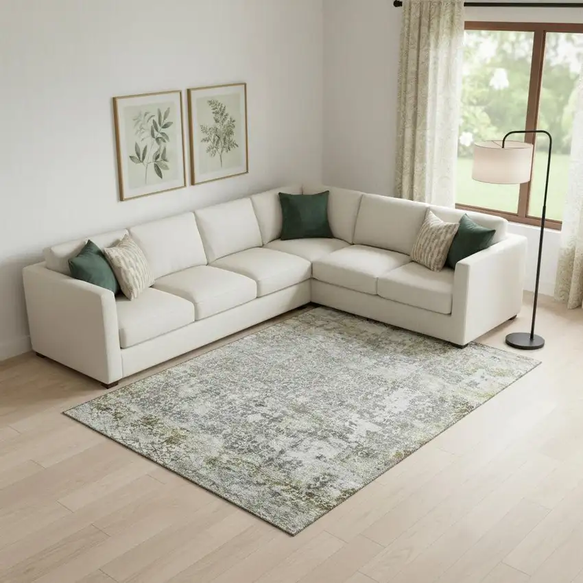 Taupe Beige And Ivory Oriental Washable Area Rug With UV Protection Photo 2