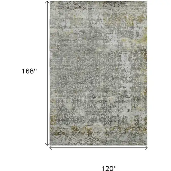 Taupe Beige And Ivory Oriental Washable Area Rug With UV Protection Photo 9