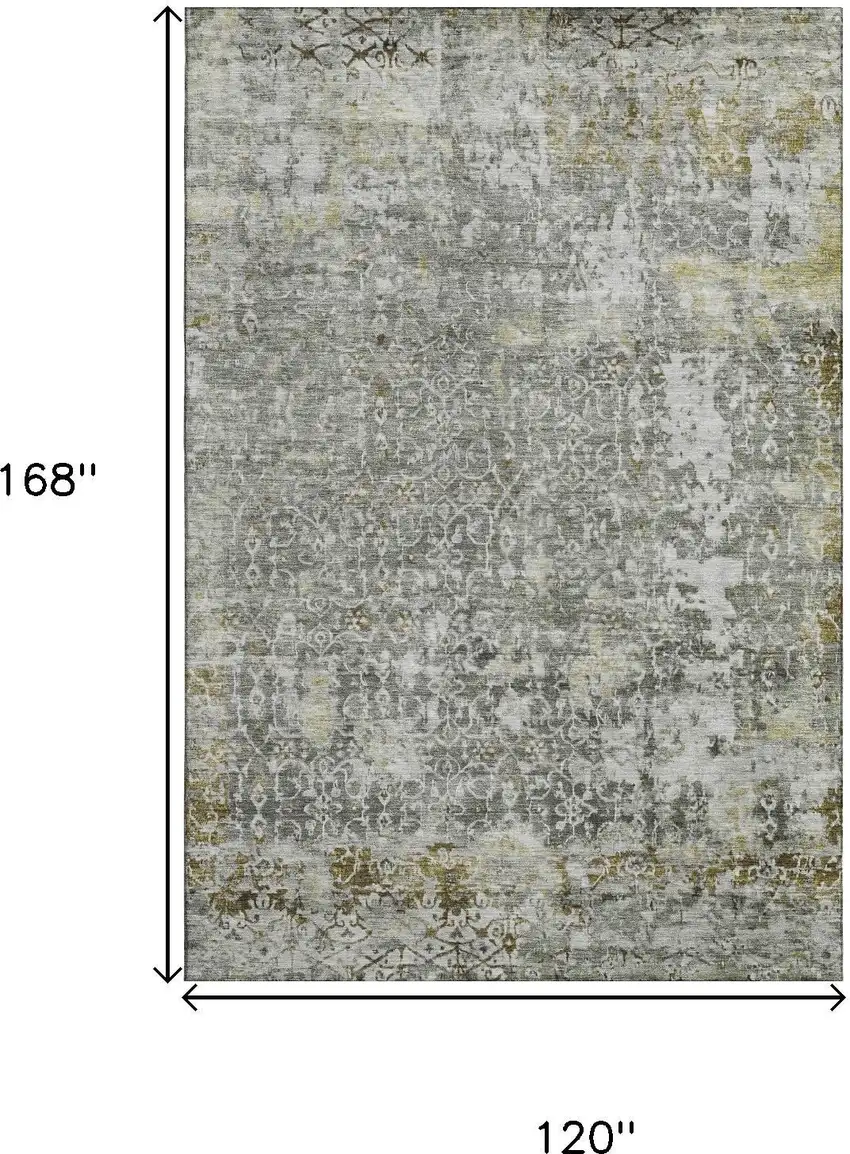 Taupe Beige And Ivory Oriental Washable Area Rug With UV Protection Photo 9