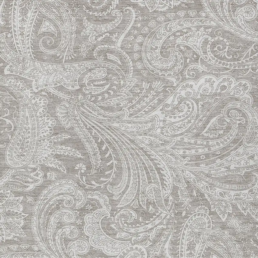 Taupe Beige And Ivory Paisley Washable Indoor Outdoor Area Rug Photo 5