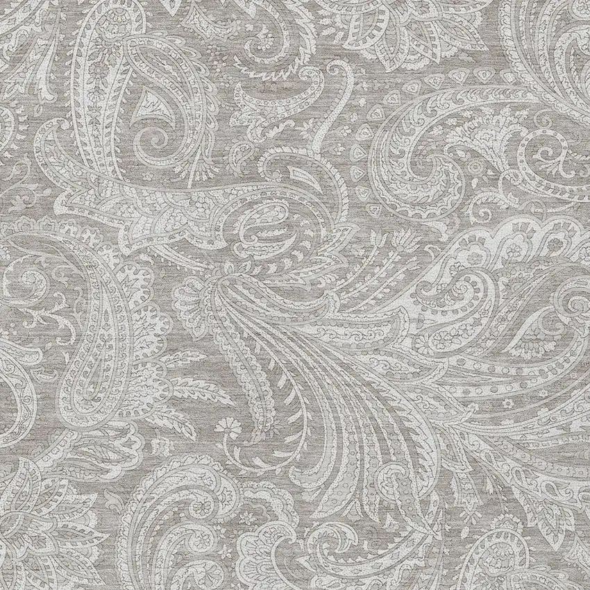 Taupe Beige And Ivory Paisley Washable Indoor Outdoor Area Rug Photo 5