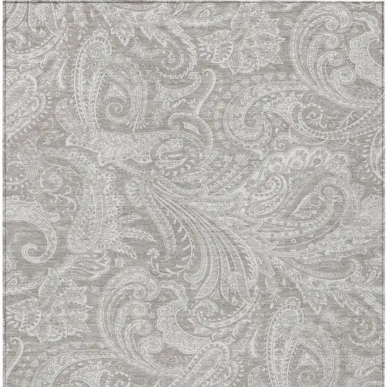 Taupe Beige And Ivory Paisley Washable Indoor Outdoor Area Rug Photo 6