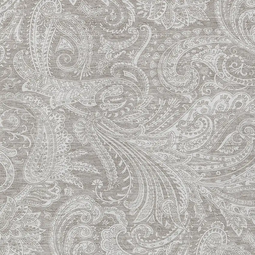Taupe Beige And Ivory Paisley Washable Indoor Outdoor Area Rug Photo 5