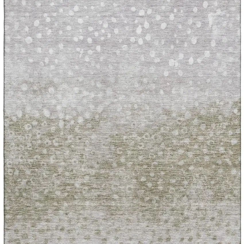 Taupe Beige And Ivory Polka Dot Washable Area Rug With UV Protection Photo 3