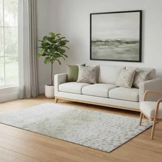 Taupe Beige And Ivory Polka Dot Washable Area Rug With UV Protection Photo 2