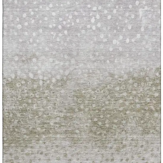 Taupe Beige And Ivory Polka Dot Washable Area Rug With UV Protection Photo 3