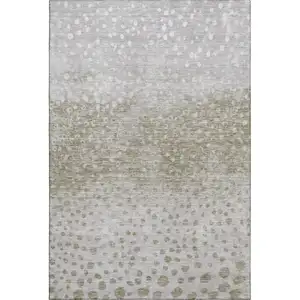 Photo of Taupe Beige And Ivory Polka Dot Washable Area Rug With UV Protection