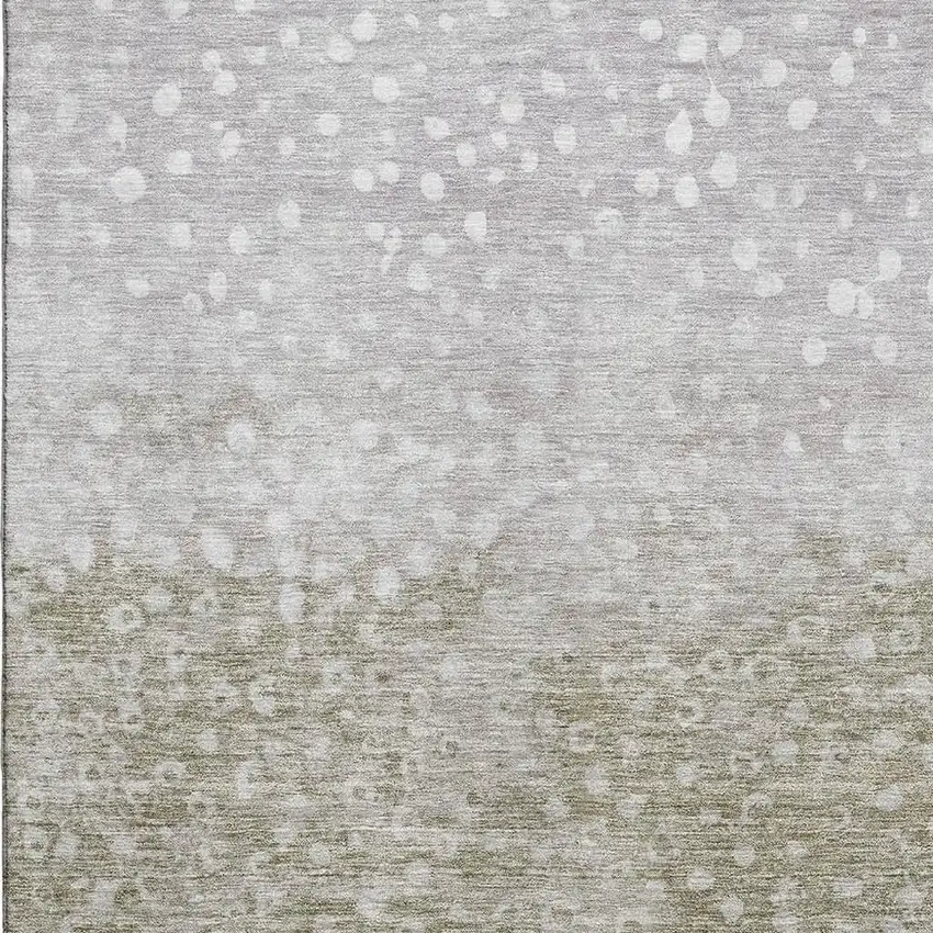 Taupe Beige And Ivory Polka Dot Washable Area Rug With UV Protection Photo 2