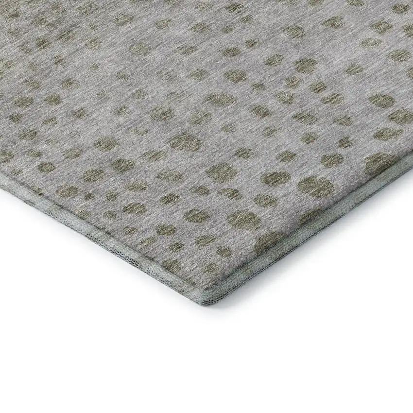 Taupe Beige And Ivory Polka Dot Washable Area Rug With UV Protection Photo 7