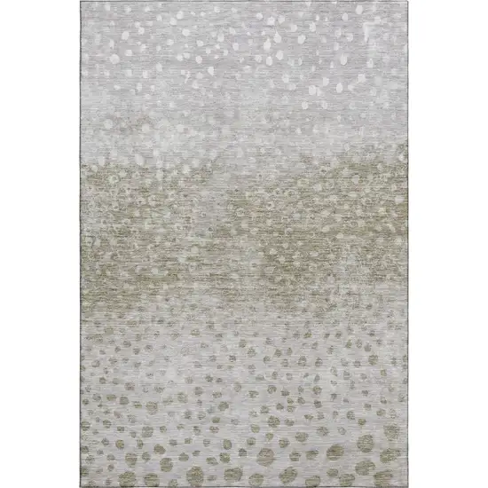 Taupe Beige And Ivory Polka Dot Washable Area Rug With UV Protection Photo 1