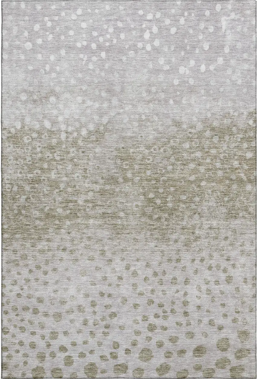 Taupe Beige And Ivory Polka Dot Washable Area Rug With UV Protection Photo 1