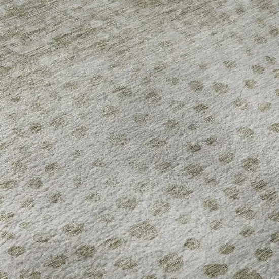 Taupe Beige And Ivory Polka Dot Washable Area Rug With UV Protection Photo 9