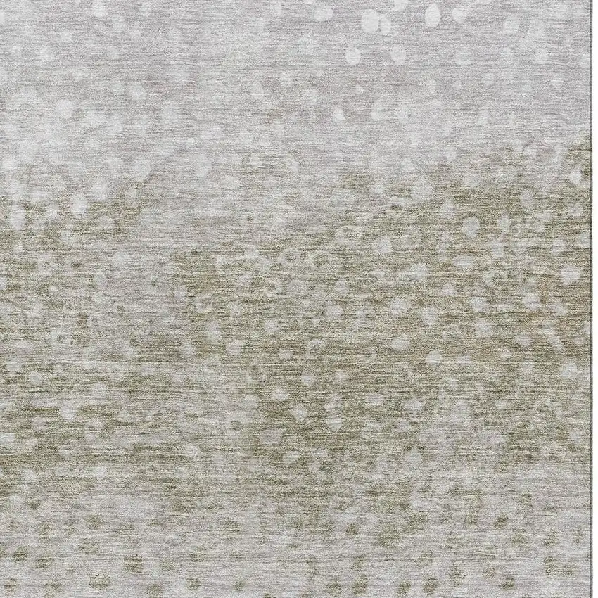 Taupe Beige And Ivory Polka Dot Washable Area Rug With UV Protection Photo 2
