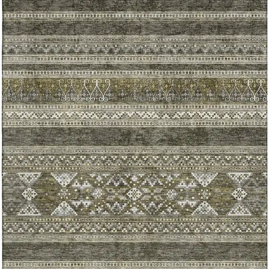 Taupe Beige And Ivory Southwestern Washable Area Rug With UV Protection Photo 5