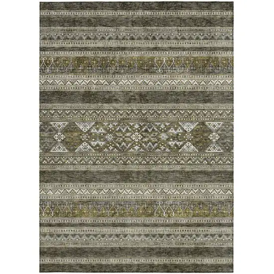 Taupe Beige And Ivory Southwestern Washable Indoor Outdoor Area Rug Photo 4