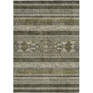 Photo of Taupe Beige And Ivory Southwestern Washable Indoor Outdoor Area Rug