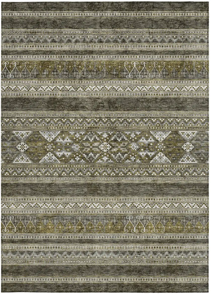 Taupe Beige And Ivory Southwestern Washable Indoor Outdoor Area Rug Photo 4
