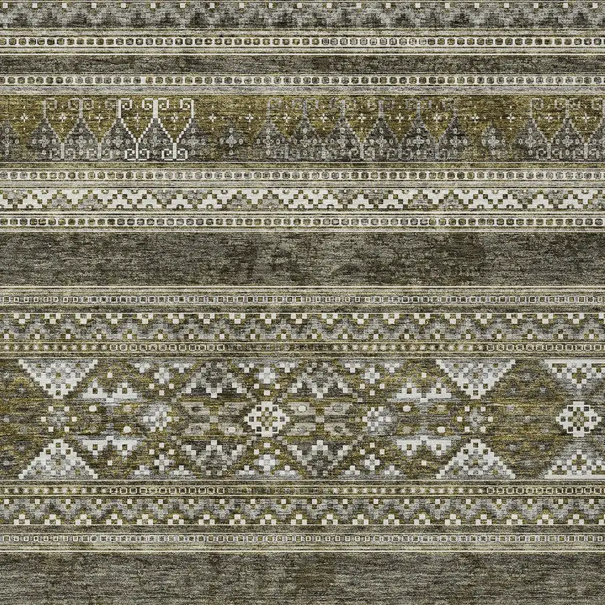 Taupe Beige And Ivory Southwestern Washable Indoor Outdoor Area Rug Photo 6