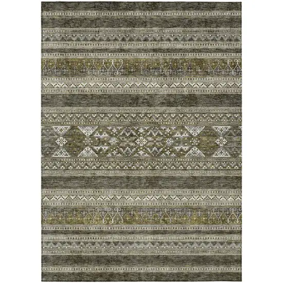Taupe Beige And Ivory Southwestern Washable Indoor Outdoor Area Rug Photo 1