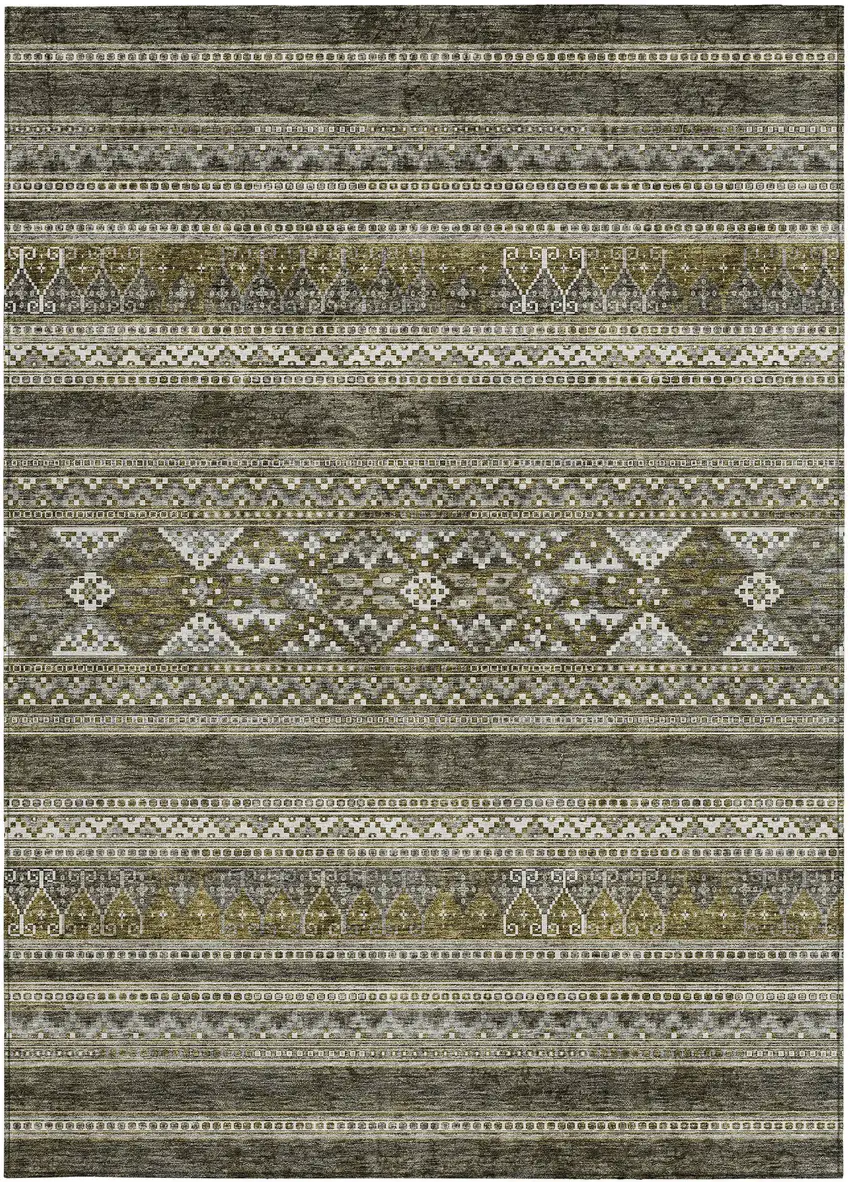 Taupe Beige And Ivory Southwestern Washable Indoor Outdoor Area Rug Photo 5