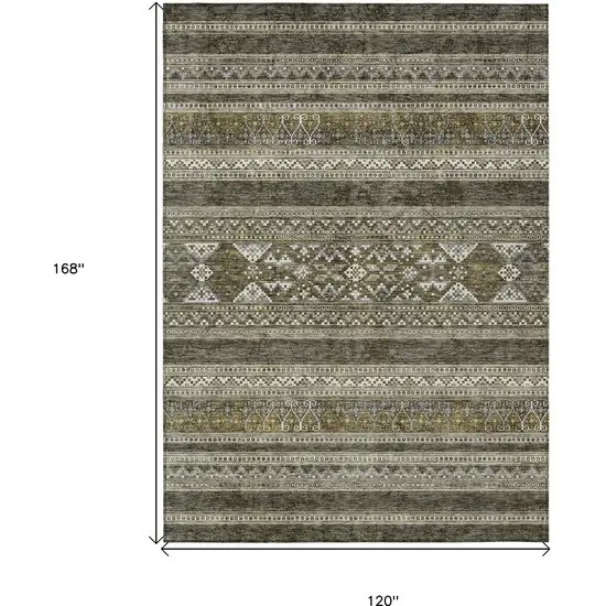 Taupe Beige And Ivory Southwestern Washable Indoor Outdoor Area Rug Photo 3