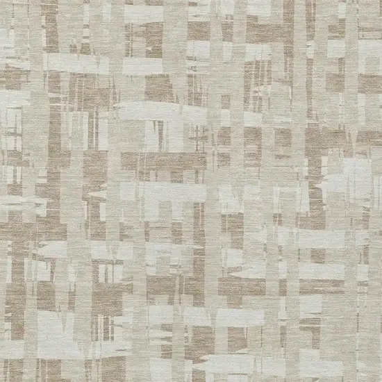 Taupe Beige And Ivory Striped Washable Indoor Outdoor Area Rug Photo 4
