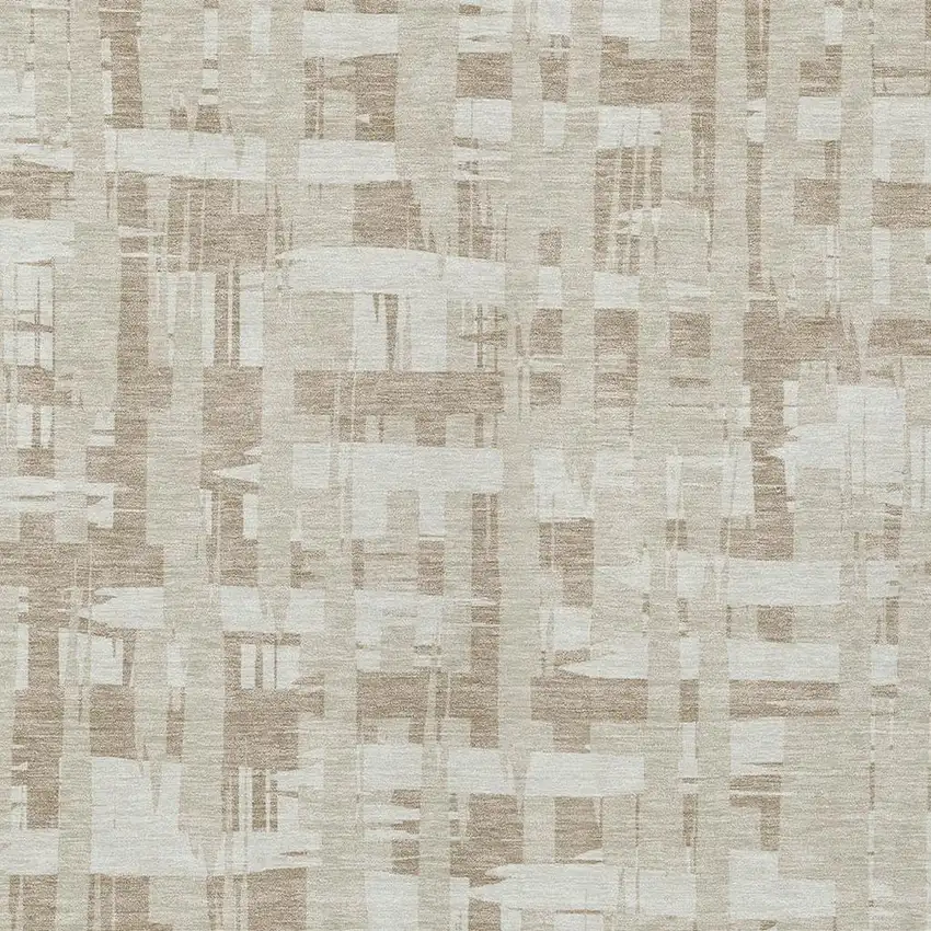 Taupe Beige And Ivory Striped Washable Indoor Outdoor Area Rug Photo 4