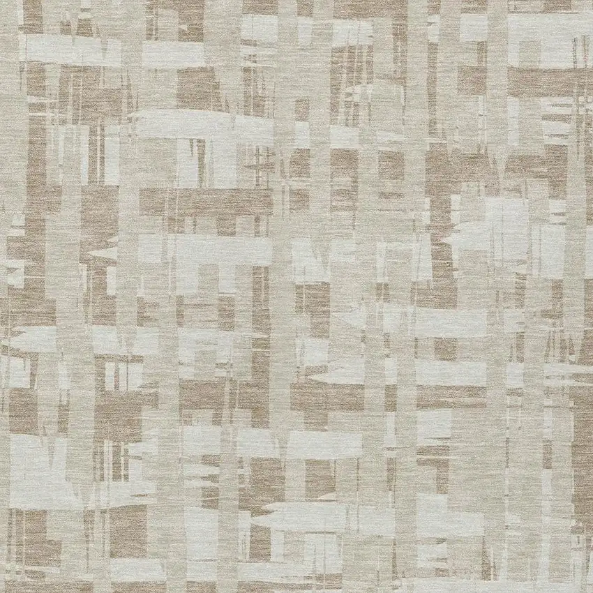 Taupe Beige And Ivory Striped Washable Indoor Outdoor Area Rug Photo 4