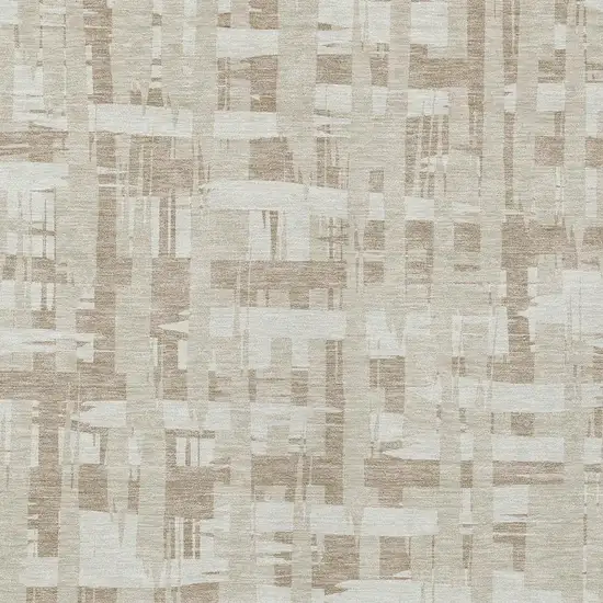 Taupe Beige And Ivory Striped Washable Indoor Outdoor Area Rug Photo 3