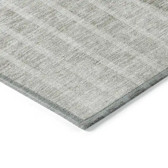 Taupe Beige And Ivory Striped Washable Indoor Outdoor Area Rug Photo 3