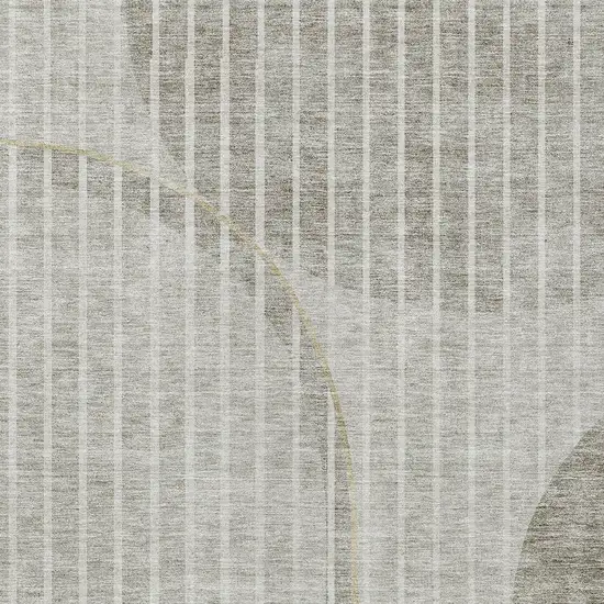 Taupe Beige And Ivory Striped Washable Indoor Outdoor Area Rug Photo 5