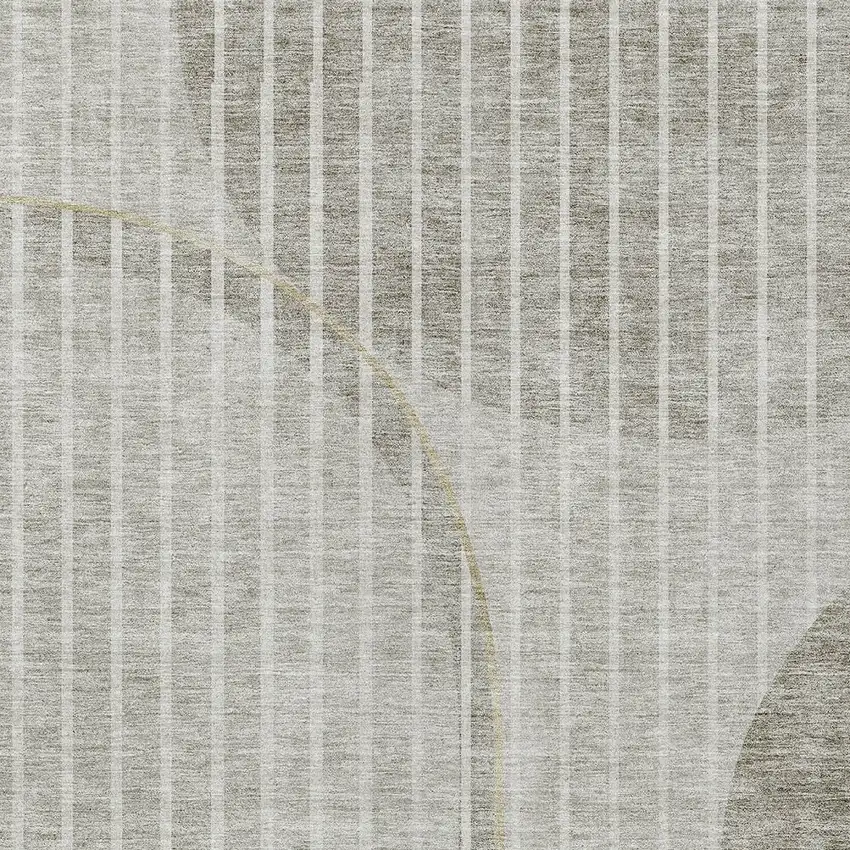 Taupe Beige And Ivory Striped Washable Indoor Outdoor Area Rug Photo 5