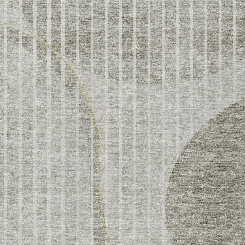 Taupe Beige And Ivory Striped Washable Indoor Outdoor Area Rug Photo 4