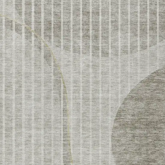 Taupe Beige And Ivory Striped Washable Indoor Outdoor Area Rug Photo 4