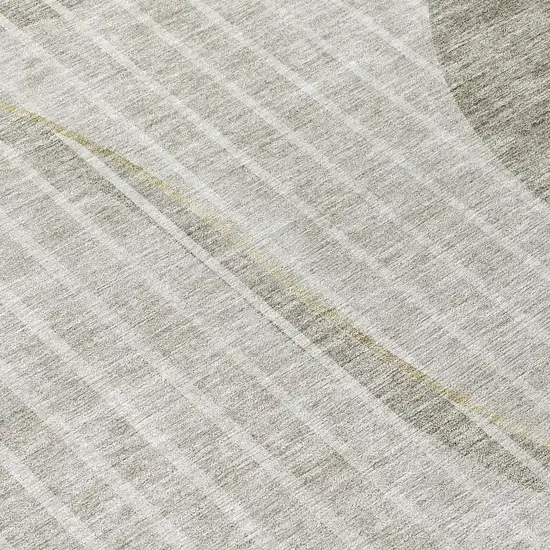 Taupe Beige And Ivory Striped Washable Indoor Outdoor Area Rug Photo 8