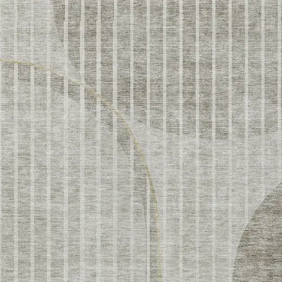 Taupe Beige And Ivory Striped Washable Indoor Outdoor Area Rug Photo 4