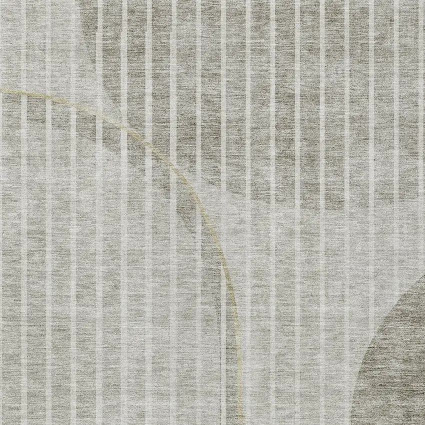 Taupe Beige And Ivory Striped Washable Indoor Outdoor Area Rug Photo 4