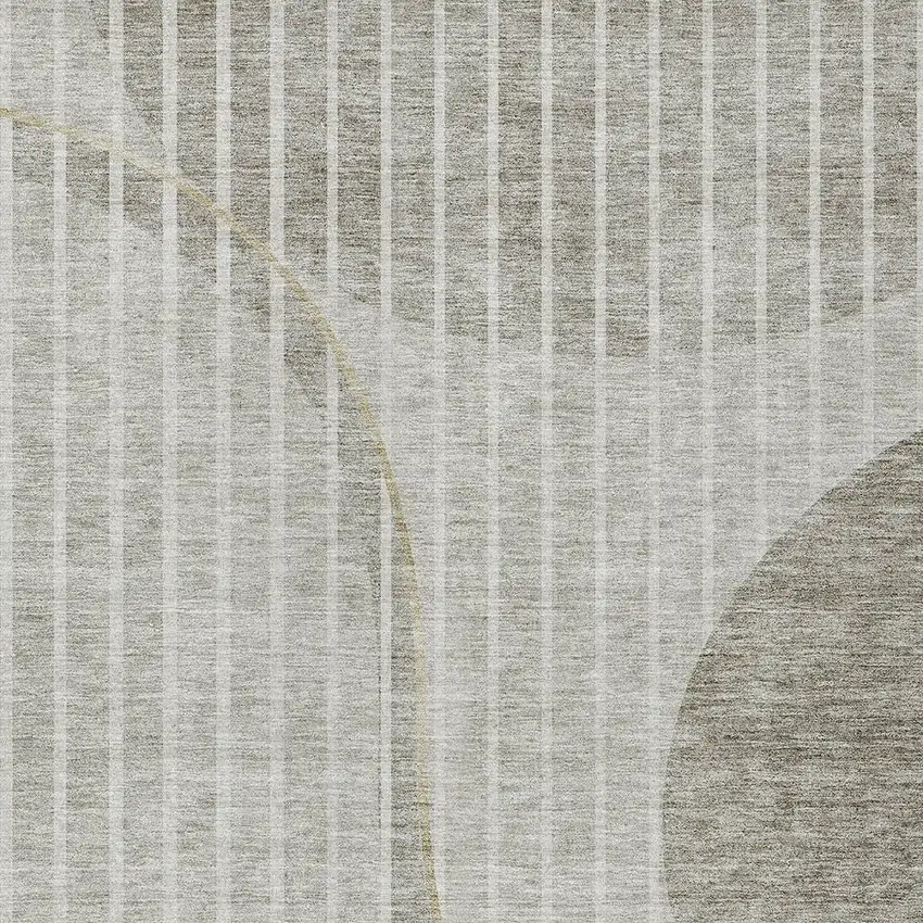 Taupe Beige And Ivory Striped Washable Indoor Outdoor Area Rug Photo 4