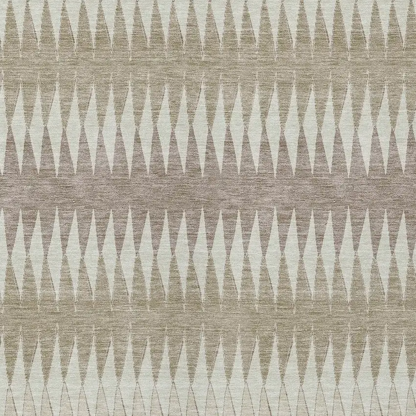 Taupe Beige And Ivory Striped Washable Indoor Outdoor Area Rug Photo 6